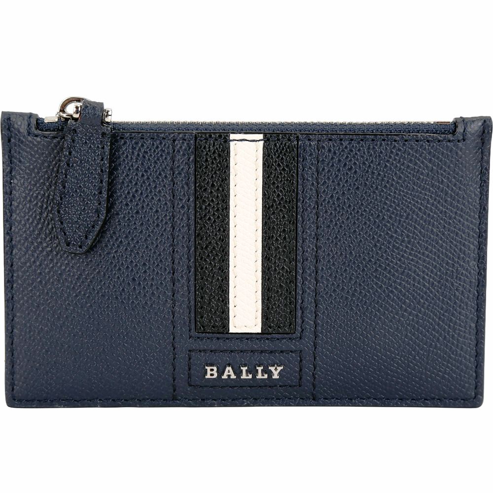 BALLY TENLEY 條紋拼接壓紋牛皮萬用卡片夾/零錢袋(海軍藍)