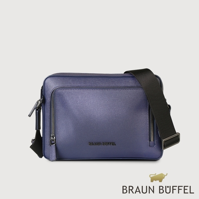 【BRAUN BUFFEL 德國小金牛】台灣總代理 維克多-D 橫式斜背包-午夜藍/BF512-TW61-MNB