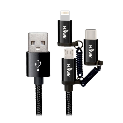【Hawk 浩客】Type-C/Micro USB/Lightning 三合一高速充電傳輸線1.5M-2色(04-MLC152)