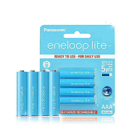 藍鑽輕量版 Panasonic eneloop lite 低自放4號充電電池(4顆入)