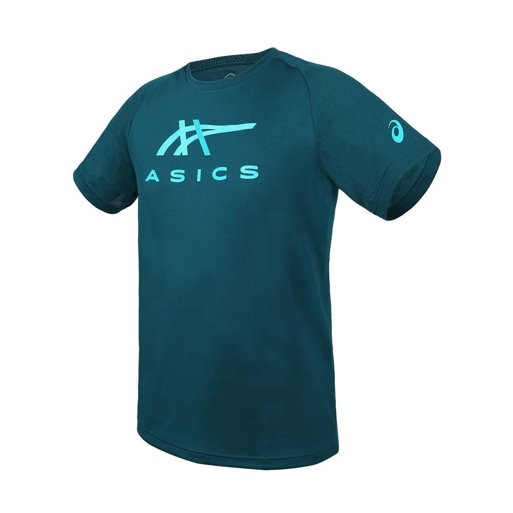 ASICS 男短袖T恤-運動 慢跑 上衣 2031E781-300 深綠淺綠