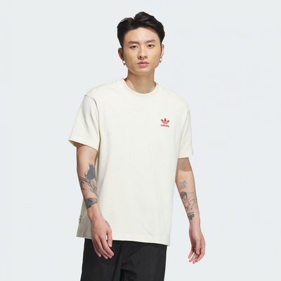 adidas 上衣 男款 短袖上衣 運動 CNY 龍年 三葉草 FF TEE 米白 IX4222