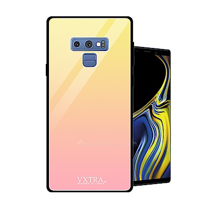 VXTRA Samsung Galaxy Note9 玻璃鏡面防滑全包保護殼(朝霞黃)