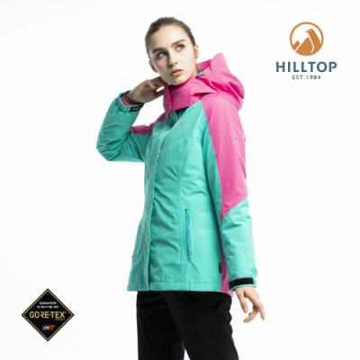 【hilltop山頂鳥】女款GORE-TEX三合一羽絨拆袖短大衣F22FZ7水池綠