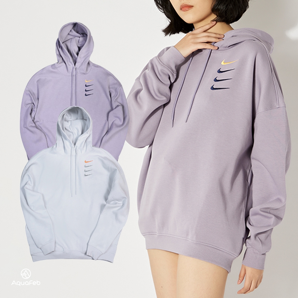 Nike AS Premium PO HD Fleece 女款 淺藍色 紫色 四勾 刺繡 落肩 連帽 長袖 DO9248-043 DO9248-555