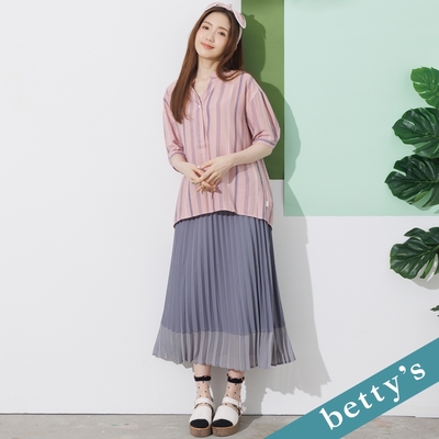 betty’s貝蒂思 下擺拼色打摺長裙(灰色)