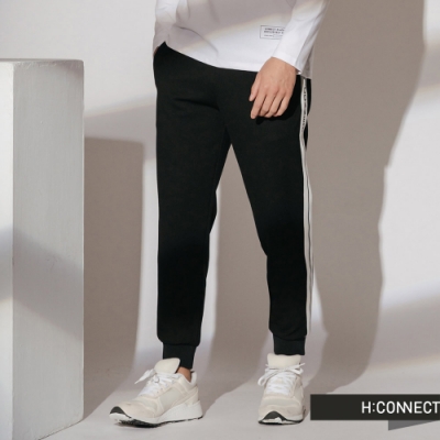 H:CONNECT 韓國品牌 男裝-撞色滾邊運動束口褲-黑