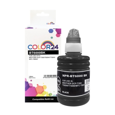 Color24 for Brother BT6000BK/140ml 黑色防水相容連供墨水