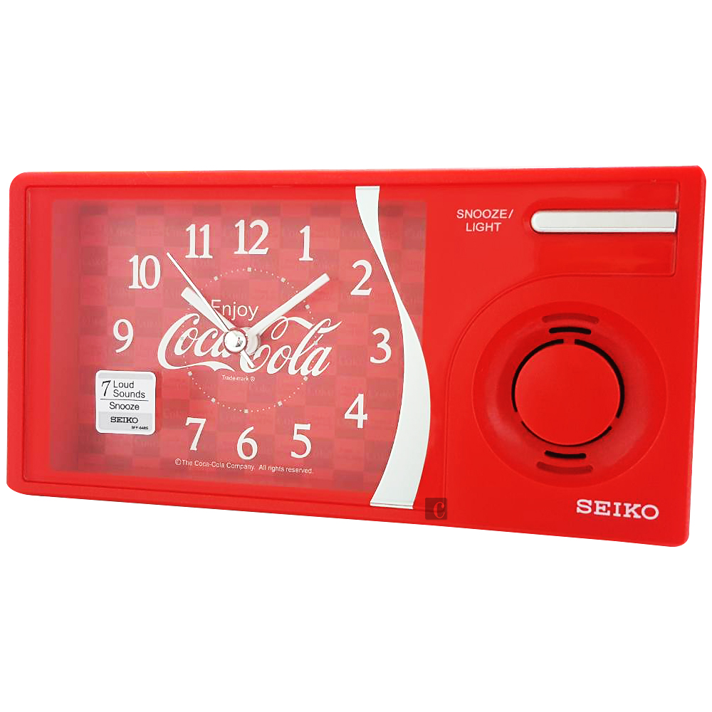 SEIKO 可口可樂聯名 滑動式秒針 音樂鬧鐘(QHP901R)-紅/15x7.5cm
