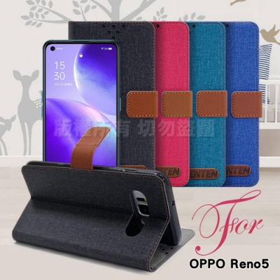 GENTEN for OPPO Reno5 自在文青風支架皮套