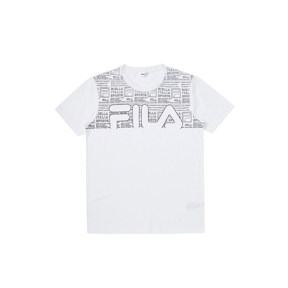 FILA 短袖圓領T恤(合身版)-白色 1TEW-1504-WT