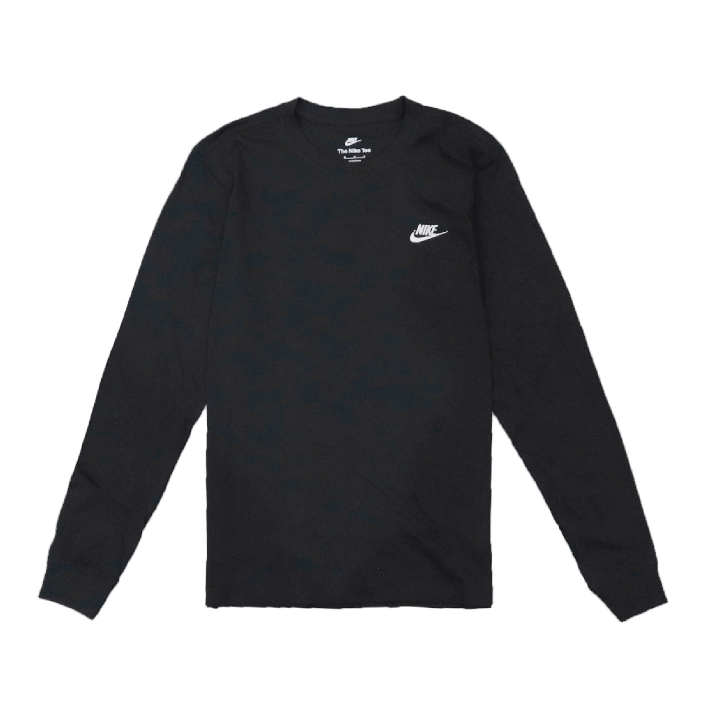 Nike 大學T NSW Shirts 運動休閒 男款 圓領 純棉質 電繡logo 基本款 長袖 黑 白 AR5194-010