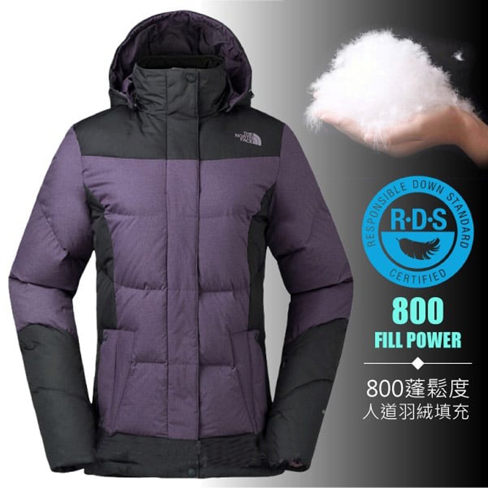 【The North Face】女 800FPl 超輕保暖鵝絨防潑水連帽羽絨外套.防風夾克.雪衣.大衣_367N 紫