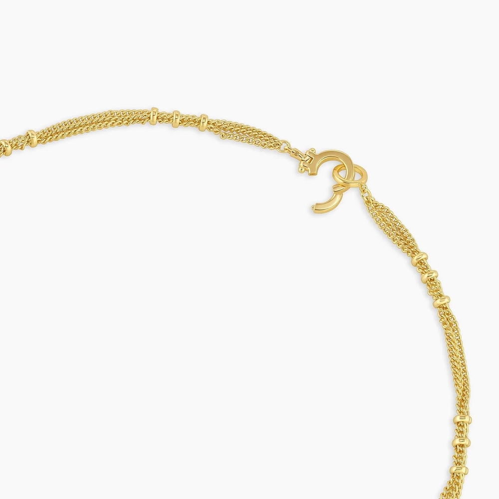 Gorjana 三鍊束金珠裝飾金項鍊