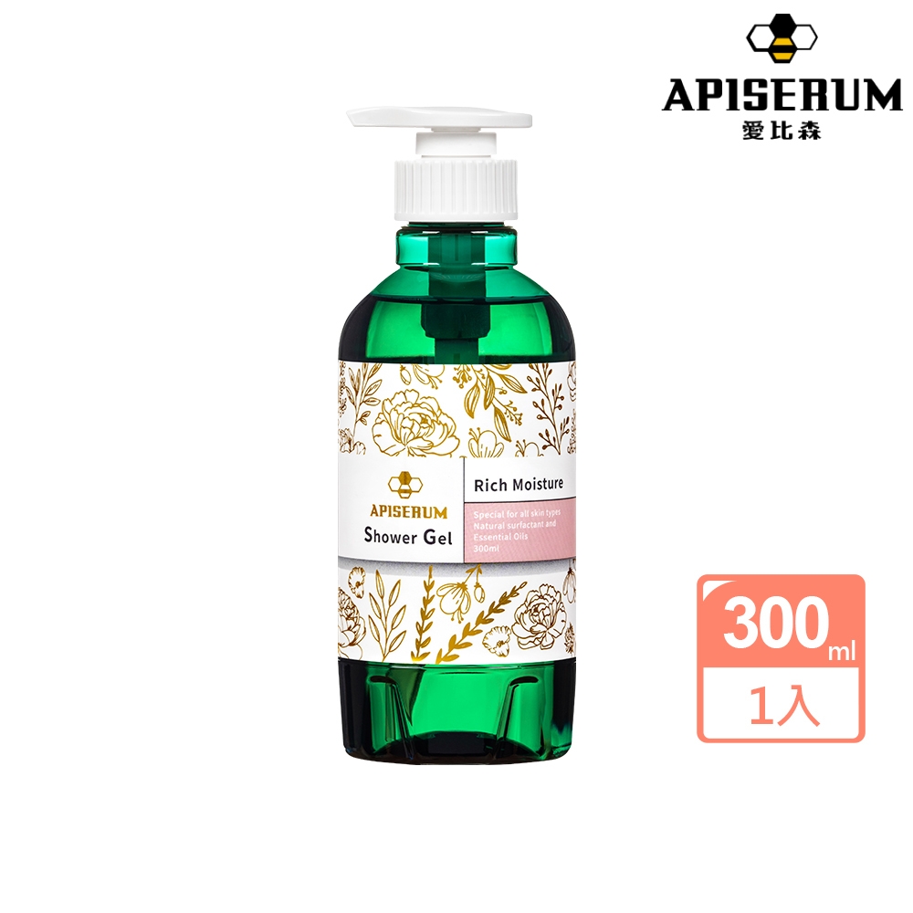 APISERUM愛比森 山茶花蠶絲蛋白胺基酸精油沐浴乳300ml｜山茶花保濕+橙花純露｜奢靡花園精油沐浴精｜無矽靈｜敏感肌、全膚質適用