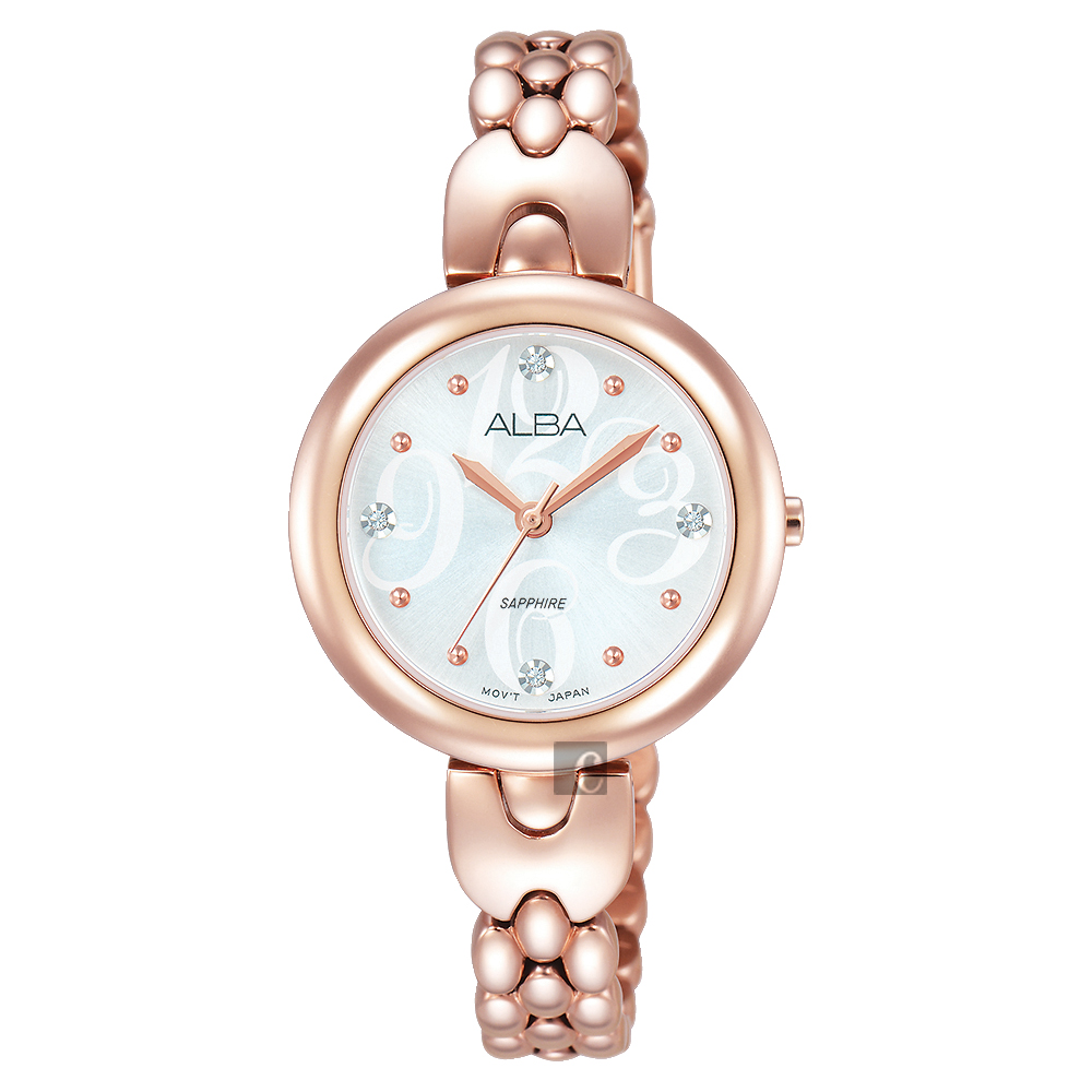 ALBA 施華洛世奇晶鑽手鍊女錶(AH8344X1)-銀x玫瑰金/28mm
