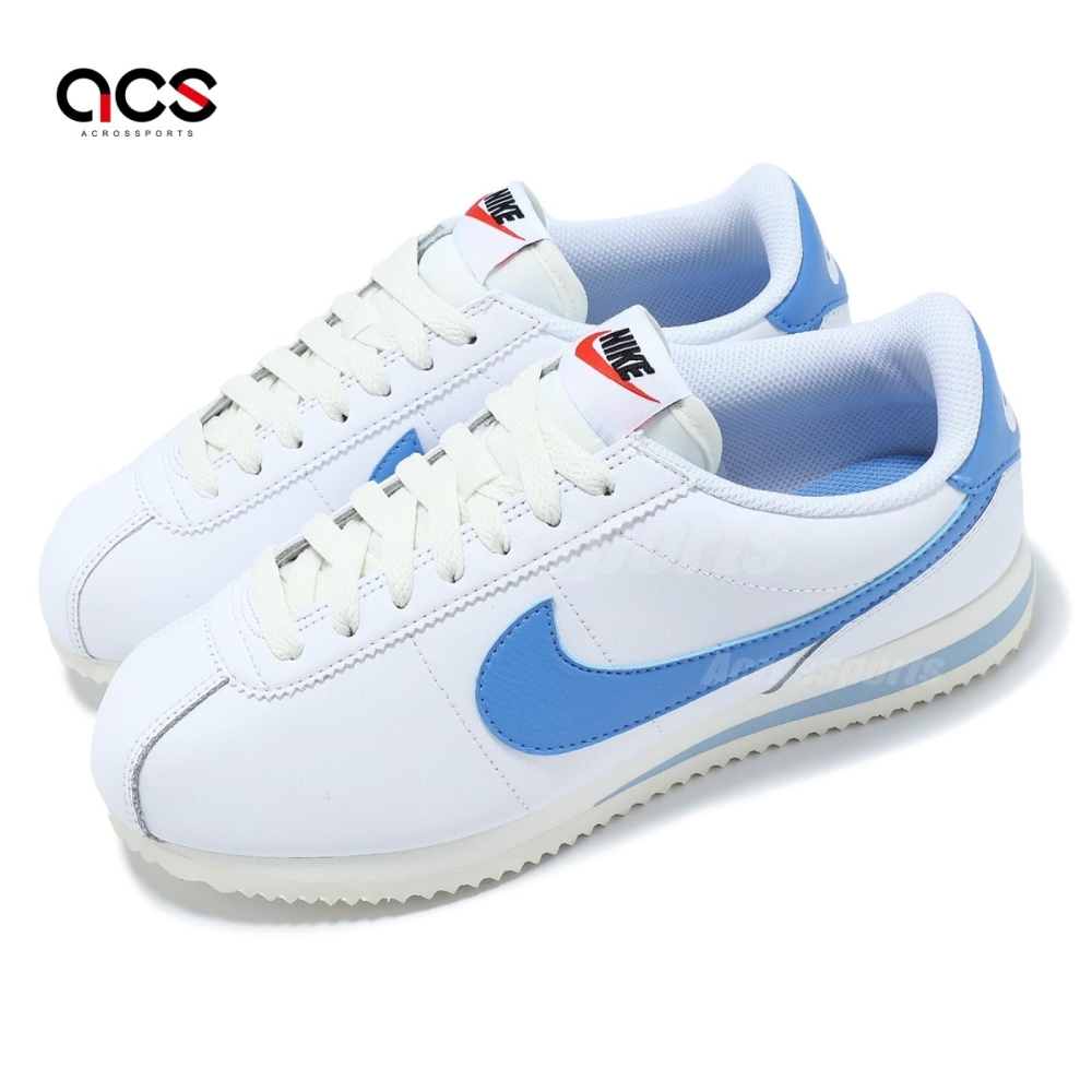 Nike 休閒鞋 Wmns Cortez 女鞋 白 藍 皮革 緩衝 經典 阿甘鞋 DN1791-102