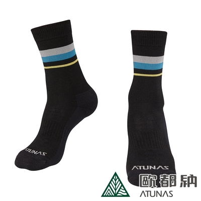 【ATUNAS 歐都納】中筒厚底羊毛襪A1ASDD02N黑/吸濕排汗/抑菌除臭/保暖舒適/登山運動襪