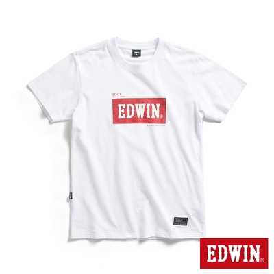 EDWIN EDGE系列 跑車BOX LOGO立體印花短袖T恤-男-白色