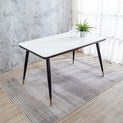 Boden-凱思4.3尺工業風白色岩板餐桌/石面餐桌-130x81x75cm