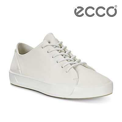 ECCO SOFT 8 W 簡約柔軟皮革休閒鞋 女-白