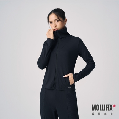 Mollifix 瑪莉菲絲 極致修身羅紋訓練外套 (黑)、瑜珈服、運動外套、瑜珈上衣、薄外套