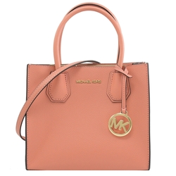 MICHAEL KORS  MERCER 寬版素色荔枝皮革雙層兩用手提包(玫粉)