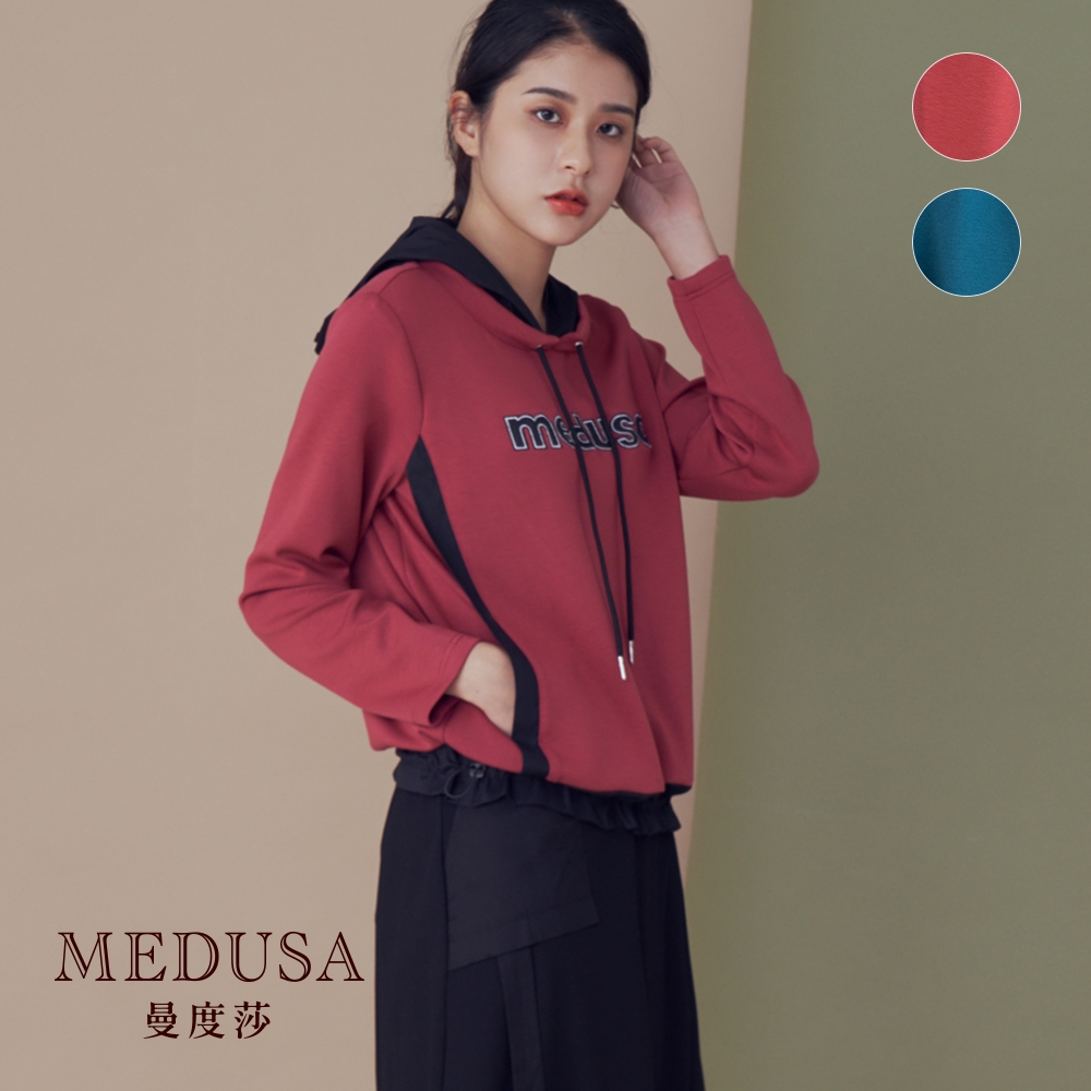 現貨【MEDUSA 曼度莎】medusa 撞色抽繩休閒帽T - 2色（M-XL）｜女上衣 連帽T恤 大學T