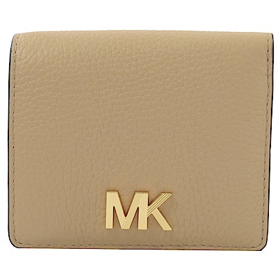 MICHAEL KORS MONTGOMERY大金屬MK字釦式零錢短夾(淡褐色)