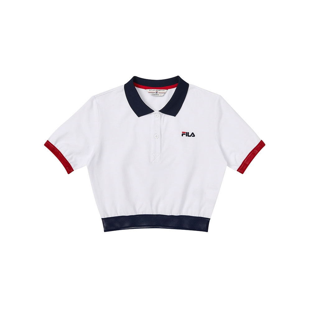 FILA #幻遊世界 女短版POLO衫-白色 5POY-1430-WT