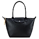 LONGCHAMP LE PLIAGE CITY系列PVC帆布長把肩背水餃包(中/黑) product thumbnail 1