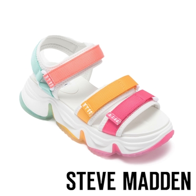 STEVE MADDEN-CHAKRA 彩虹魔鬼氈厚底涼鞋-白色