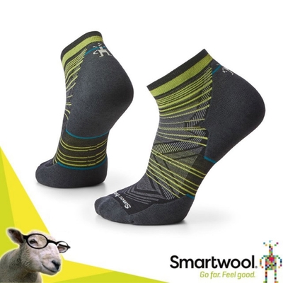 SmartWool 美麗諾羊毛 機能跑步局部輕量減震印花低筒襪(2入)/彈性排汗跑步襪_黑色