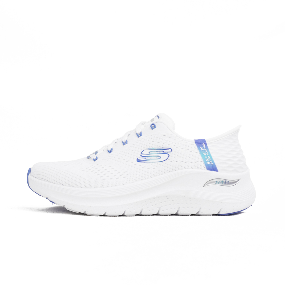 Skechers Arch Fit 2.0 [150066WWBL] 女 休閒鞋 寬楦 厚底 套入式 瞬穿 白 藍