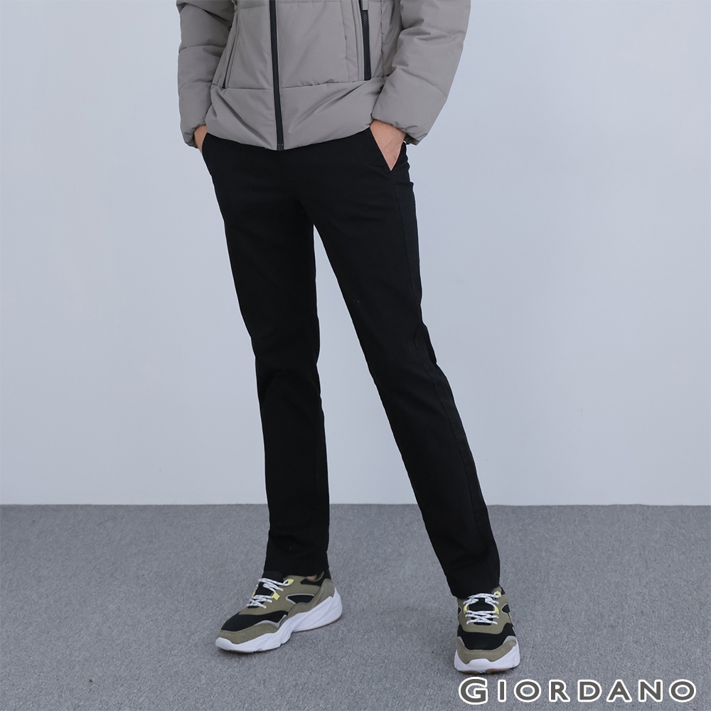 GIORDANO 男裝超彈力鬆緊腰錐形卡其褲 - 19 標誌黑