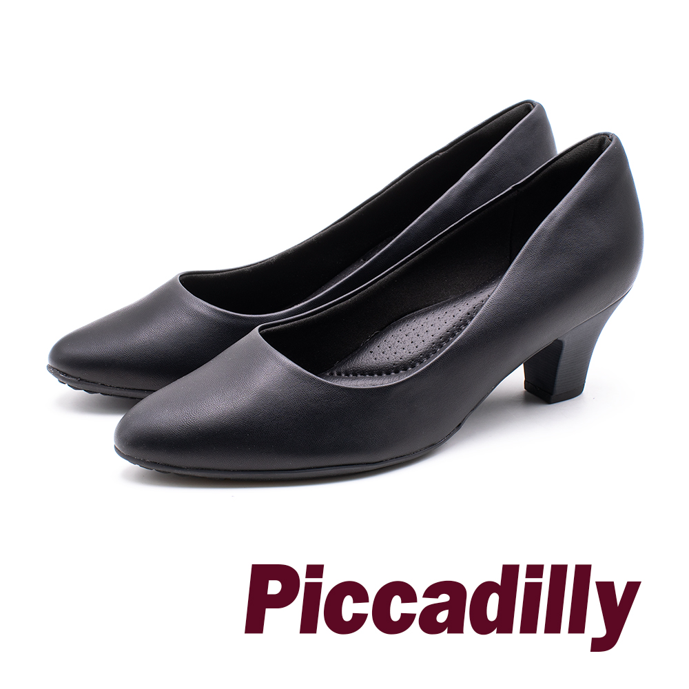 Piccadilly 俐落簡約 軟墊中跟淑女鞋- 黑 (另有藍)