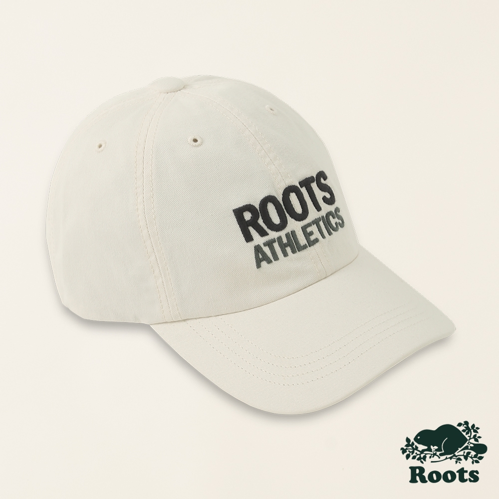 Roots配件-加拿大日系列 刺繡文字經典棒球帽-白色