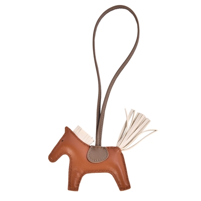 HERMES Rodeo PM 經典小馬造型皮革小款吊飾掛飾-咖啡棕/焦糖色