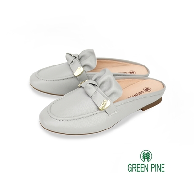 GREEN PINE抓皺牛皮平底穆勒鞋灰藍色(00319255)