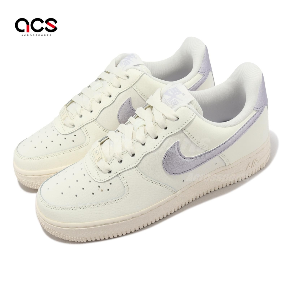 Nike 休閒鞋Wmns Air Force 1 07 ESS 米白紫金屬感女鞋AF1 DV7470-100