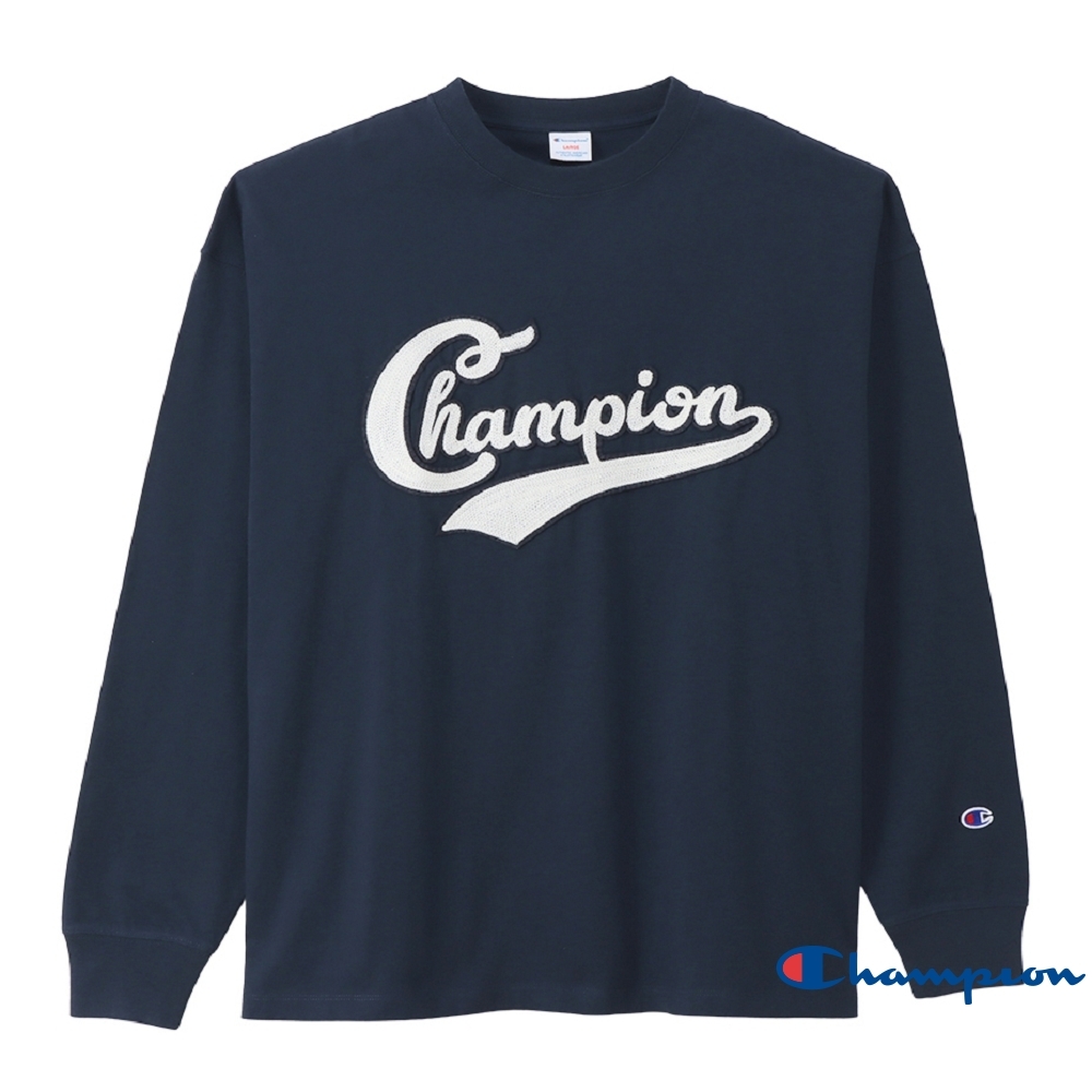 Champion CASUAL刺繡貼布Logo長袖Tee(深藍色)