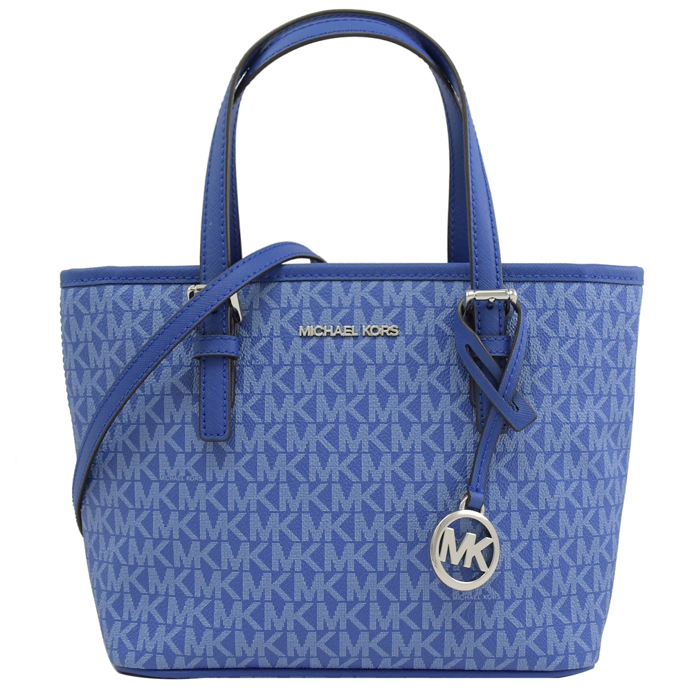 MICHAEL KORS JET SET 經典PVC兩用手提包(湛藍)