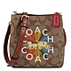 COACH MINI TOWN 大馬車LOGO防潑水彩虹光芒三層小水桶包(卡其棕) product thumbnail 1