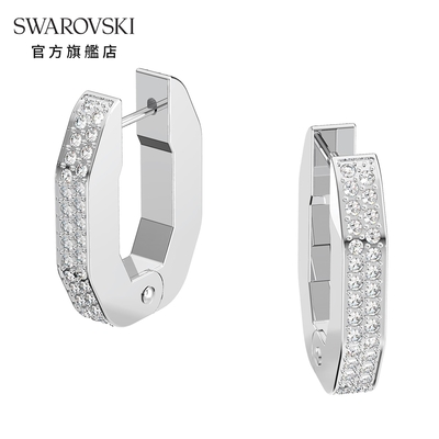 SWAROVSKI 施華洛世奇 DEXTERA 白金色八角形大圈耳環