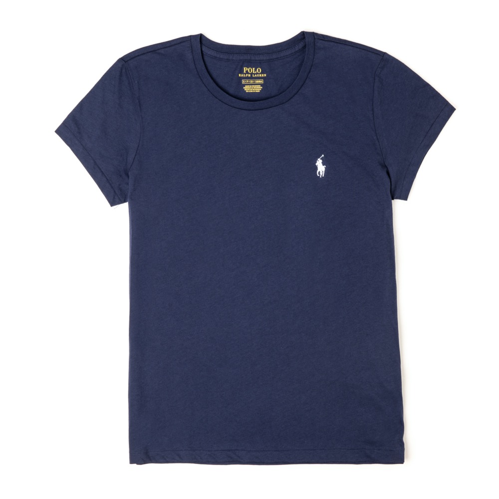 Polo Ralph Lauren 熱銷小馬圓領素面短袖T恤(女)-深藍色