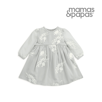 Mamas&Papas 岩玫瑰-長袖洋裝-青灰