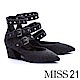 高跟鞋 MISS 21 酷女孩金屬裝飾條帶尖頭高跟鞋－灰 product thumbnail 1