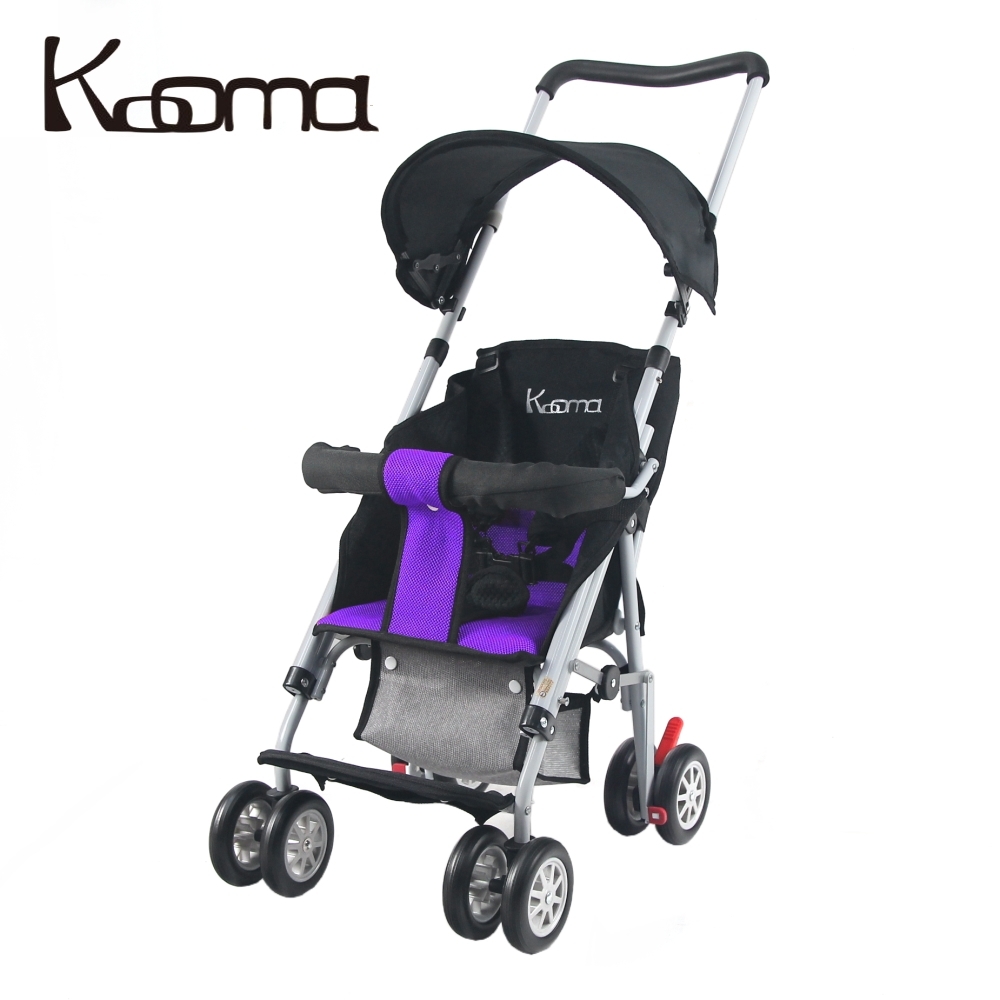 KOOMA 新款超輕巧輕便推車(椅背可調)附置物籃及防風遮雨罩-兩色可選
