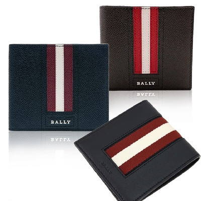 BALLY 品牌LOGO 經典條紋皮革短夾(3款/任選)(時時樂限定)