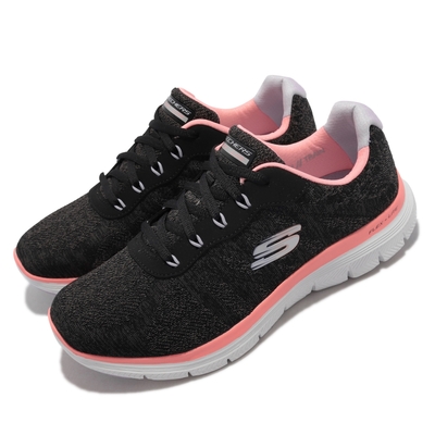 Skechers 慢跑鞋 Flex Appeal 4 寬楦 女鞋 輕量 避震 緩衝 耐磨 郊遊 健走 黑 粉 149570-WBKCL